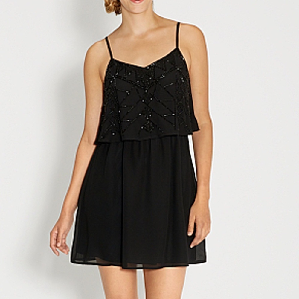 Forever 21 Black Beaded Open Back Mini Dress